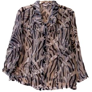 Vintage Sheer Lightweight Animal Print Jacket by Erin XL EUC